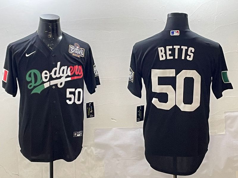 Men Los Angeles Dodgers #50 Betts Black Game 2025 Nike MLB Jersey style 2262